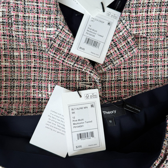 Theory Tweed Blazer Skirt Suit Set 12 & 14 Quiet Luxury Elegant Old Money Blair - Picture 8 of 9
